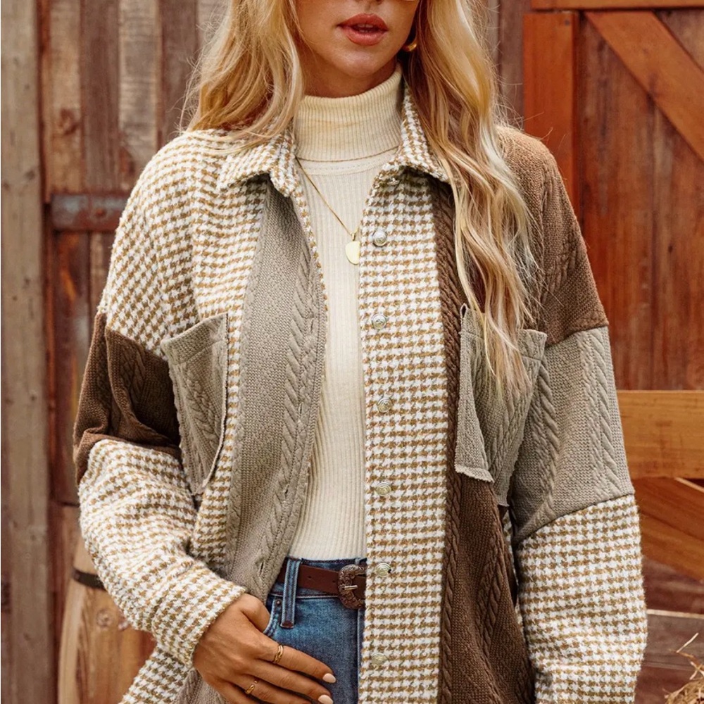 Women's Houndstooth Patchwork Jacket